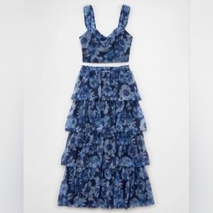 American Eagle Outfitters Blue Floral Maxi Skirt